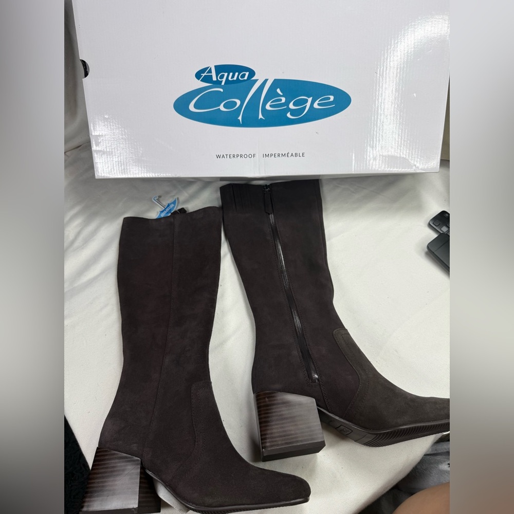 Aqua‎ College “Tori” Waterproof Knee-High Boots – Chocolate Suede